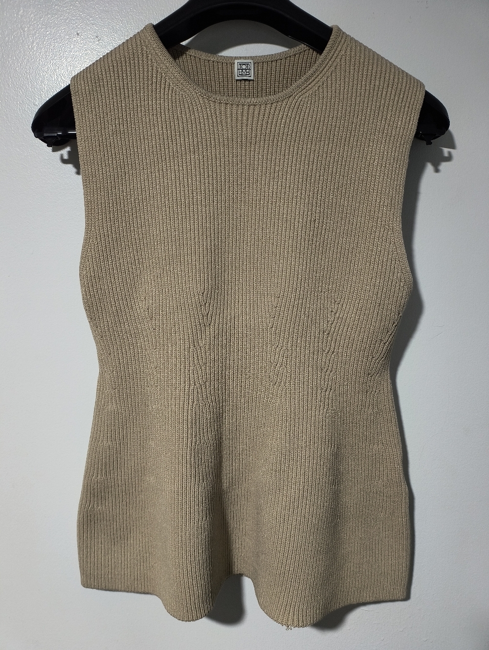 Toteme Ribbed Peplum Contour Top Size M